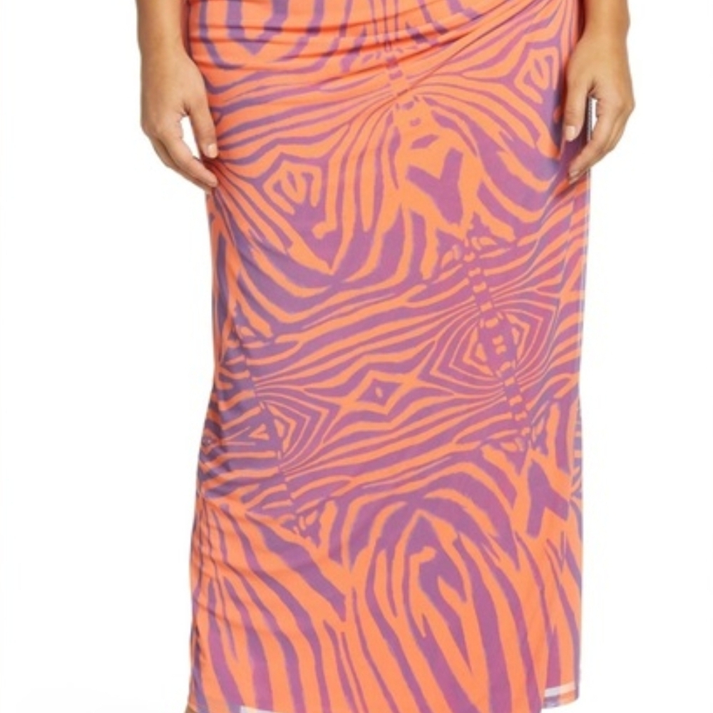 AFRM Orange and Purple Patterned Skirt And Crop Top